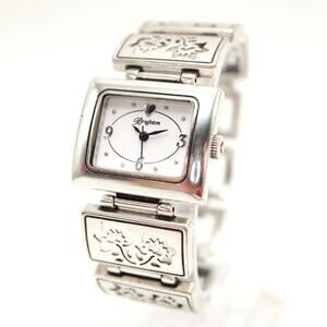 Brighton Miraflor Silver Tone 28mm Rectangle Watch Floral Bracelet w New Battery